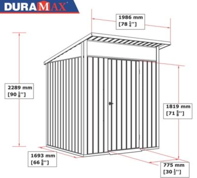 Duramax Abri de jardin métal MODERN - 3,32m² - Mono pente - Anthracite