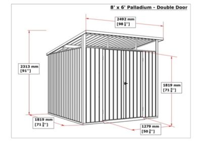 Duramax Abri de jardin métal MODERN - 4,45m² - Mono pente - Aluminium blanc