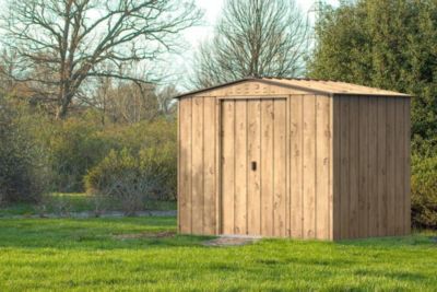 Duramax Abri de jardin métal WOODGRAIN - 4,75m² - kit ancrage - Imitation bois