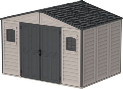 Duramax Abri PVC DARK GREY Apex - 7,68m² - kit fondation + 3 fenêtres - Gris