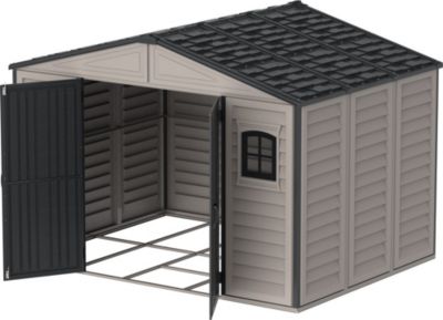 Duramax Abri PVC DARK GREY Apex - 7,68m² - kit fondation + 3 fenêtres - Gris