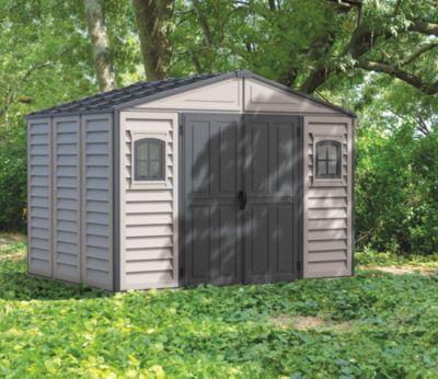 Duramax Abri PVC DARK GREY Apex - 7,68m² - kit fondation + 3 fenêtres - Gris