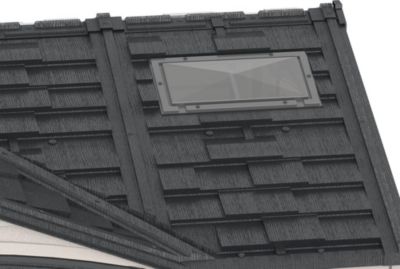 Duramax Abri PVC DARK GREY Apex 8,05m² - kit fondation, 2 fenêtres, 2 puits de lumière - Gris