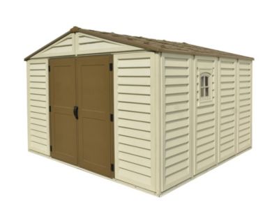 Duramax Abri PVC Woodstyle PREMIUM - 10,56m² - Kit fondation + 1 fenêtre - Beige