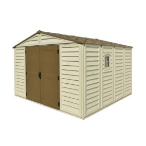 Duramax Abri PVC Woodstyle PREMIUM - 10,56m² - Kit fondation + 1 fenêtre - Beige