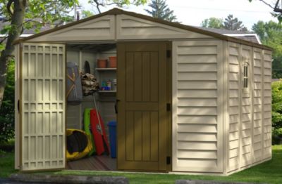 Duramax Abri PVC Woodstyle PREMIUM - 10,56m² - Kit fondation + 1 fenêtre - Beige