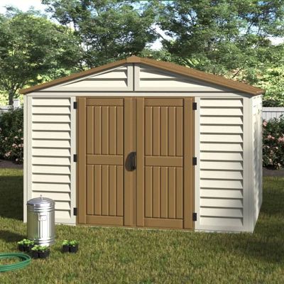 Duramax Abri PVC Woodstyle PREMIUM - 10,56m² - Kit fondation + 1 fenêtre - Beige