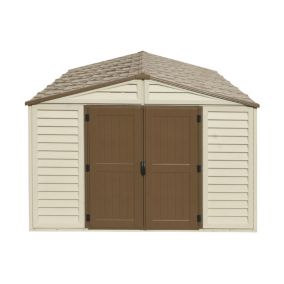 Duramax Abri PVC Woodstyle PREMIUM - 13,12m² - Kit fondation + 1 fenêtre - Beige