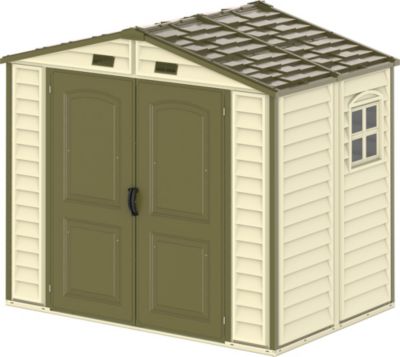 Duramax Abri PVC Woodstyle PREMIUM - 4,13m² - Kit fondation + 1 fenêtre - Beige
