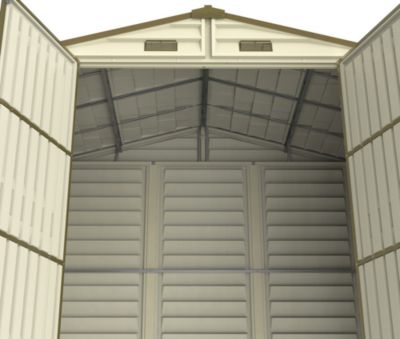 Duramax Abri PVC Woodstyle PREMIUM - 4,13m² - Kit fondation + 1 fenêtre - Beige