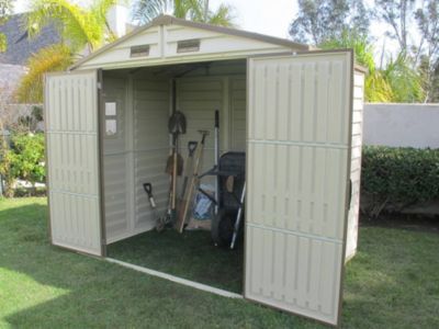 Duramax Abri PVC Woodstyle PREMIUM - 4,13m² - Kit fondation + 1 fenêtre - Beige
