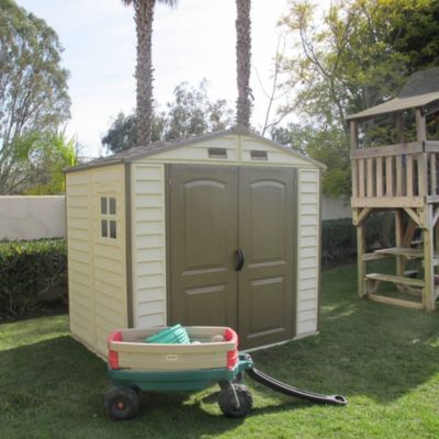 Duramax Abri PVC Woodstyle PREMIUM - 4,13m² - Kit fondation + 1 fenêtre - Beige