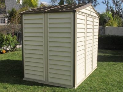Duramax Abri PVC Woodstyle PREMIUM - 4,13m² - Kit fondation + 1 fenêtre - Beige