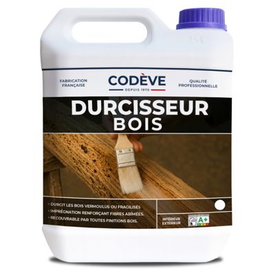 Durcisseur Bois - 5 L   - Codeve Bois - Pour Le Durcissement D'un Bois Vermoulu, Friable, Ramolli Ou Pourri.