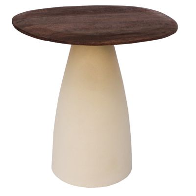 DYLON-Table basse D50 cm en bois brun et Ivoire