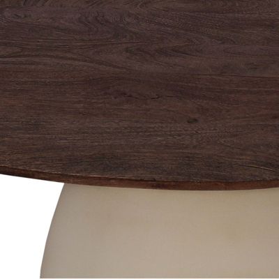 DYLON-Table basse D50 cm en bois brun et Ivoire