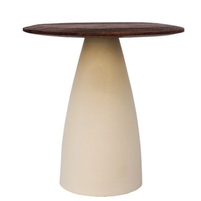 DYLON-Table basse D50 cm en bois brun et Ivoire