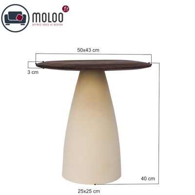 DYLON-Table basse D50 cm en bois brun et Ivoire