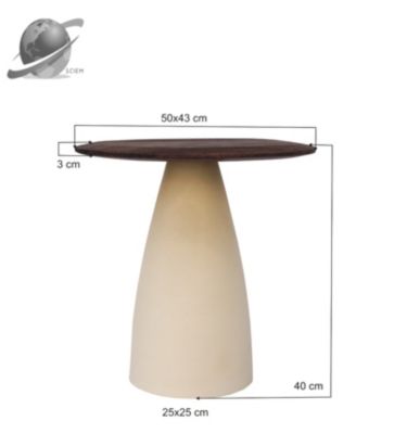 DYLON-Table basse D50 cm en bois brun et Ivoire