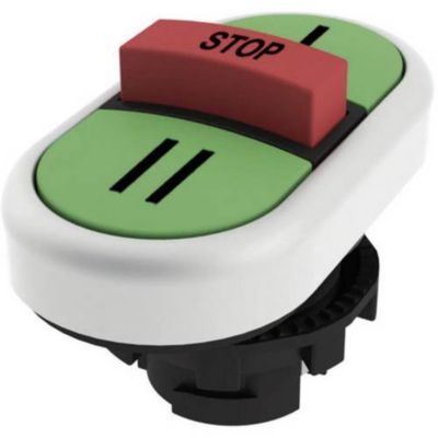 E21PTRS9AAAY Bouton-poussoir triple M22 chrome vert/rouge/vert éclairage LED