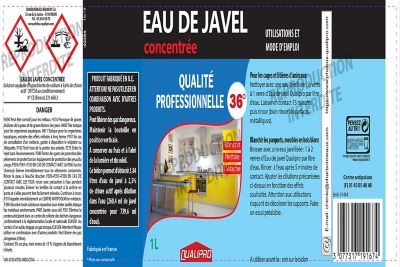 Eau de javel concentrée 9,6% 36° Qualipro 1L