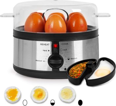 EB35 BK Cuiseur à oeufs 400W 1 à 7 oeufs Thermostat minuteur Cuisson pour oeufs durs ou mollet ou à la coque Sans BPA Duronic