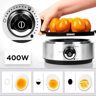 EB40 BK Cuiseur à oeufs 400W 1 à 7 oeufs Thermostat minuteur Cuisson pour oeufs durs ou mollet ou à la coque Sans BPA Duronic