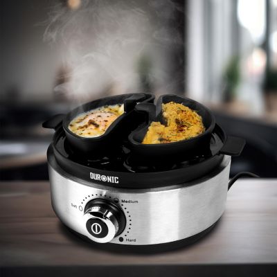 EB40 BK Cuiseur à oeufs 400W 1 à 7 oeufs Thermostat minuteur Cuisson pour oeufs durs ou mollet ou à la coque Sans BPA Duronic