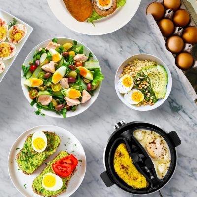 EB40 BK Cuiseur à oeufs 400W 1 à 7 oeufs Thermostat minuteur Cuisson pour oeufs durs ou mollet ou à la coque Sans BPA Duronic