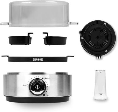 EB40 BK Cuiseur à oeufs 400W 1 à 7 oeufs Thermostat minuteur Cuisson pour oeufs durs ou mollet ou à la coque Sans BPA Duronic