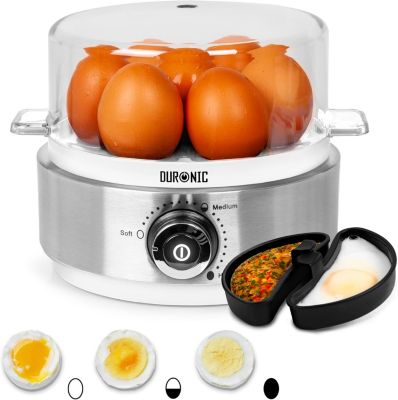 EB40 WE Cuiseur à oeufs 400W 1 à 7 oeufs Thermostat minuteur Cuisson pour oeufs durs ou mollet ou à la coque Sans BPA Duronic