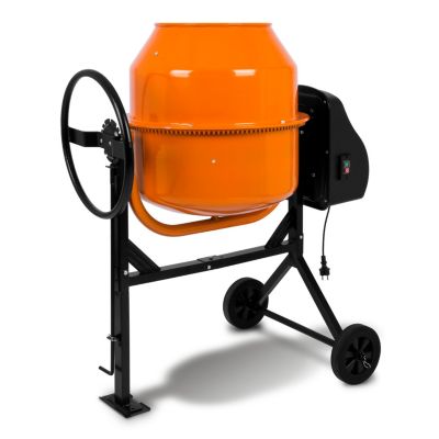 EBERTH 140L Bétonnière Électrique , 550W, Portable, Châssis, Tambour et Couronne Dentée en Acier, Volant Verrouillable