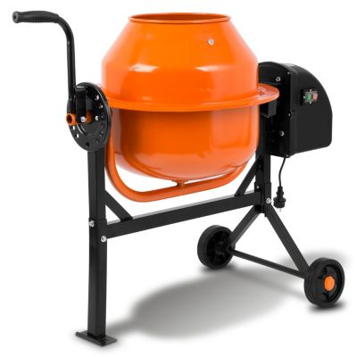 EBERTH 65L Bétonnière Électrique , 220W, Portable, Châssis, Tambour et Couronne Dentée en Acier, Volant Verrouillable