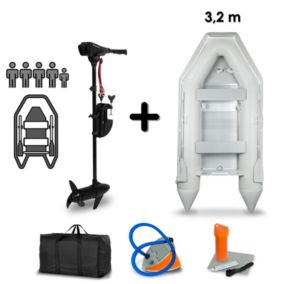 EBERTH Bateau Gonflable 4 Personnes + 1 enfant 566kg avec moteur 60LBS