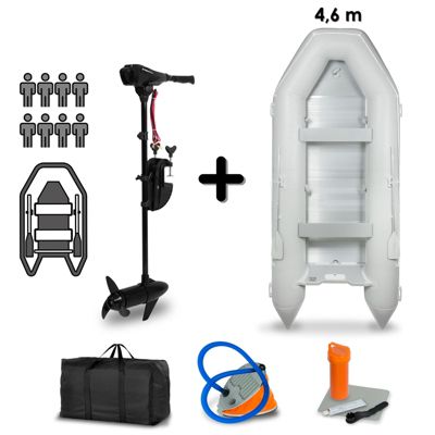 EBERTH Bateau Gonflable PVC 8 Personnes jusqu'à 1100kg avec moteur 86LBS