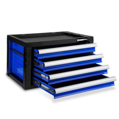 EBERTH Caisse à outils vide, armoire à outils métallique avec 4 tiroirs, verrouillable avec 2 clés, revêtement par poudre bleu