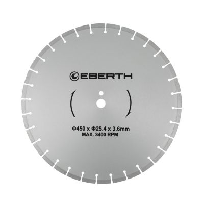 EBERTH Disque à tronçonner diamanté pour la pierre, Disque diamant de 450 mm de diamètre, alésage de 25,4 mm, épaisseur de 3,6 mm