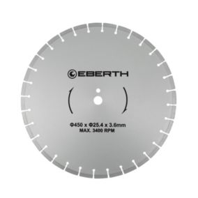 EBERTH Disque à tronçonner diamanté pour la pierre, Disque diamant de 450 mm de diamètre, alésage de 25,4 mm, épaisseur de 3,6 mm
