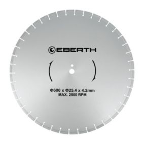 EBERTH Disque à tronçonner diamanté pour la pierre, Disque diamant de 600 mm de diamètre, alésage de 25,4 mm, épaisseur de 4,2 mm