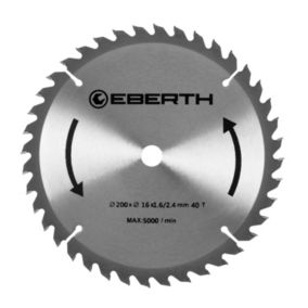 EBERTH Lame de Scie Circulaire en Acier avec Dents en Carbure Diamètre 200mm, Alésage 16mm, Épaisseur de la Lame 1,6mm