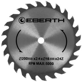 EBERTH Lame de Scie Circulaire en Acier avec Dents en Carbure Diamètre 200mm, Alésage 16mm, Épaisseur de la Lame 2,4mm