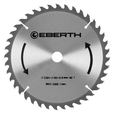 EBERTH Lame de Scie Circulaire en Acier avec Dents en Carbure Diamètre 210mm, Alésage 16mm, Épaisseur de la Lame 1,6mm