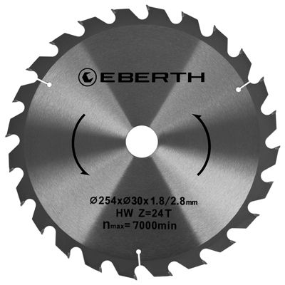EBERTH Lame de Scie Circulaire en Acier avec Dents en Carbure Diamètre 245mm, Alésage 16mm, Épaisseur de la Lame 1,8mm