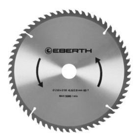 EBERTH Lame de Scie Circulaire en Acier avec Dents en Carbure Diamètre 250mm, Alésage 16mm, Épaisseur de la Lame 1,8mm, 60 dents