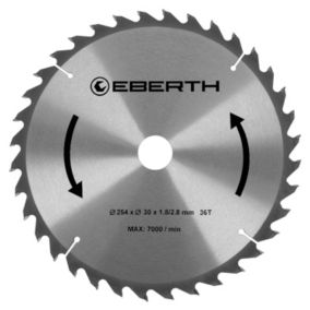 EBERTH Lame de Scie Circulaire en Acier avec Dents en Carbure Diamètre 254mm, Alésage 30mm, Épaisseur de la Lame 1,8mm
