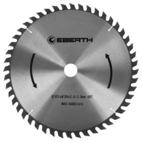 EBERTH Lame de Scie Circulaire en Acier avec Dents en Carbure Diamètre 305mm, Alésage 30mm, Épaisseur de la Lame 2mm