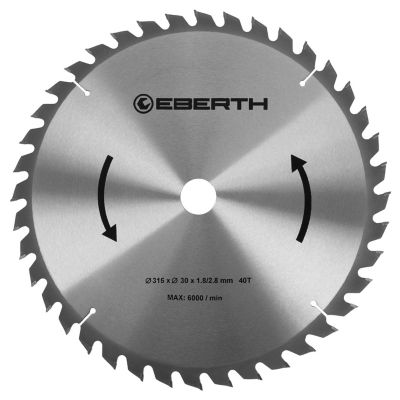 EBERTH Lame de Scie Circulaire en Acier avec Dents en Carbure Diamètre 315mm, Alésage 30mm, Épaisseur de la Lame 1,8mm