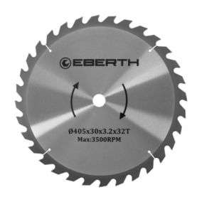 EBERTH Lame de Scie Circulaire en Acier avec Dents en Carbure Diamètre 405mm, Alésage 16mm, Épaisseur de la Lame 2,2mm, 32 dents