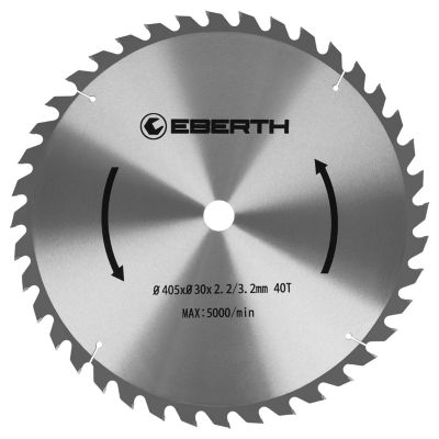 EBERTH Lame de Scie Circulaire en Acier avec Dents en Carbure Diamètre 405mm, Alésage 30mm, Épaisseur de la Lame 2,2mm, 40 dents