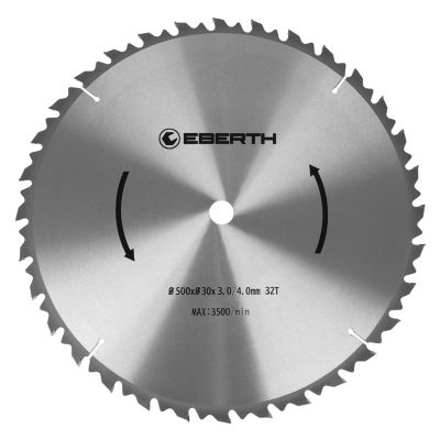EBERTH Lame de Scie Circulaire en Acier avec Dents en Carbure Diamètre 500mm, Alésage 30mm, Épaisseur de la Lame 3mm
